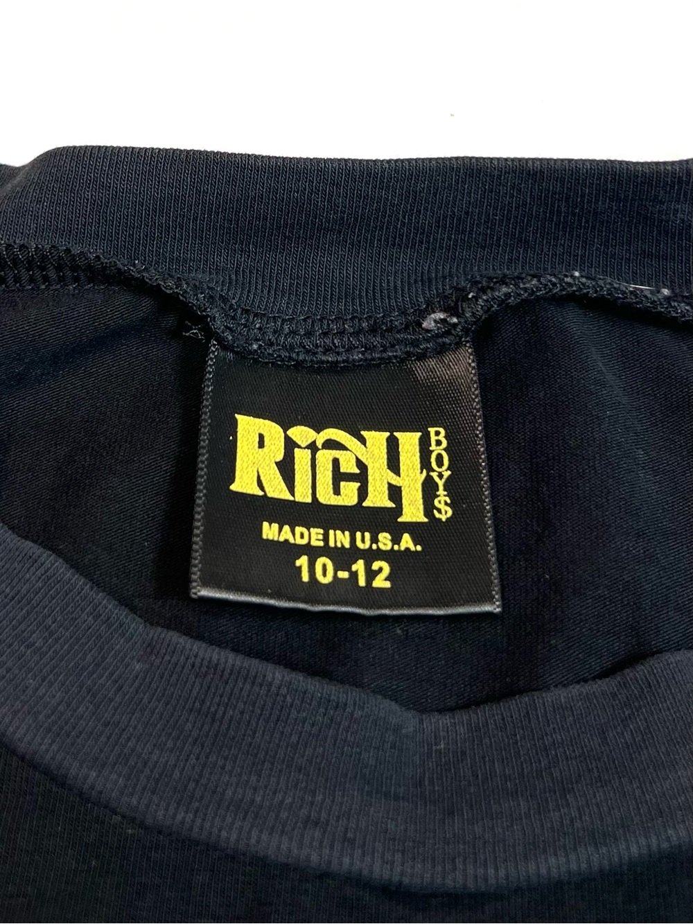 Rich Boys Designer Black Cotton Tee Size 10-12 - Picture 8 of 9